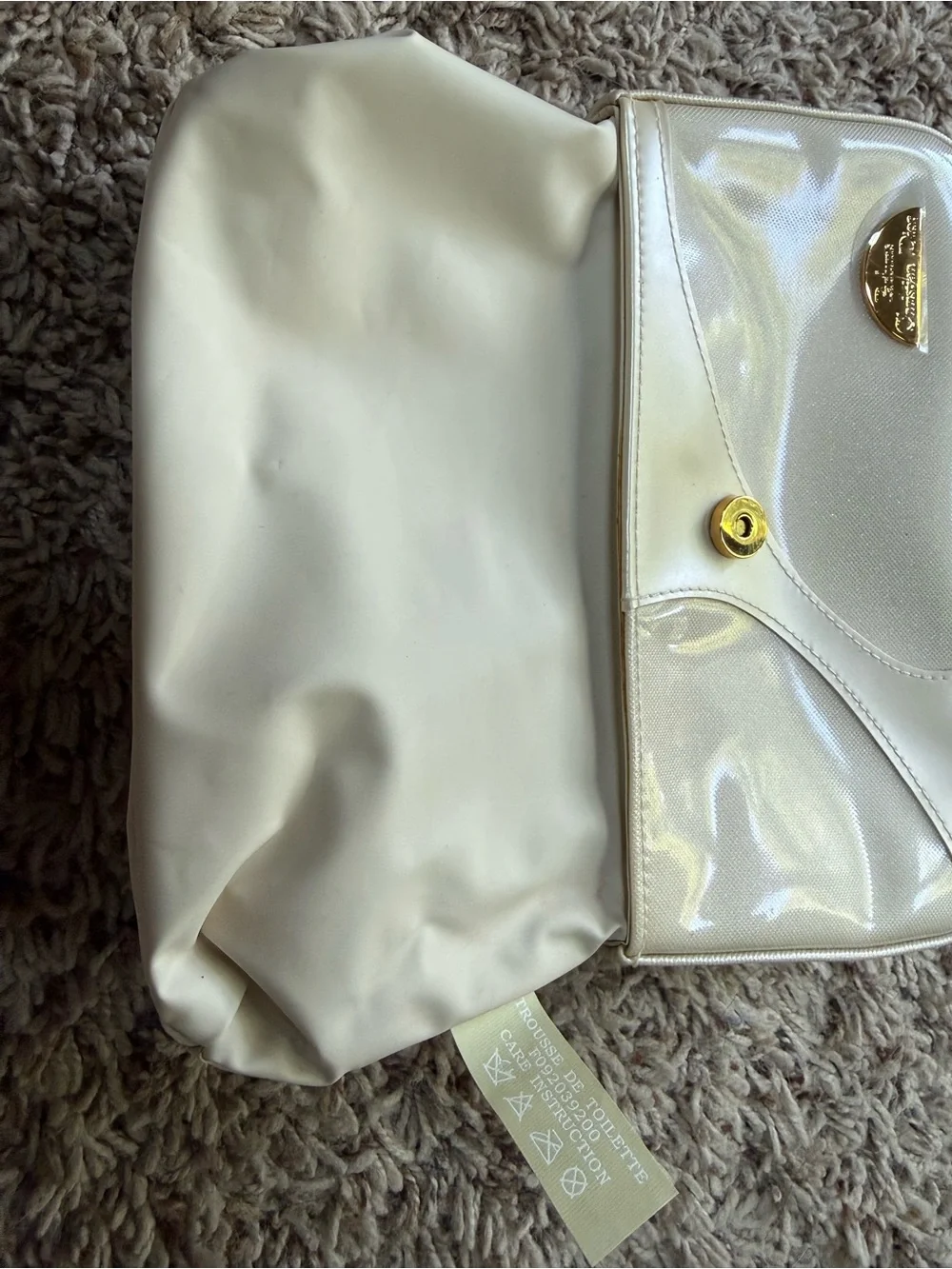 Vintage Christian Dior Parfums Cream Clutch Cosmetic Pouch Bag (NWOT)